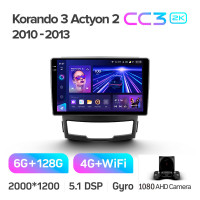 Штатная магнитола Teyes CC3 6+128 Gb SsangYong Korando 3 Actyon 2 2010-2013 9" 2k