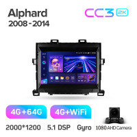 Штатная магнитола Teyes CC3 4+64 Gb Toyota Alphard H20 2008-2014 9" 2k