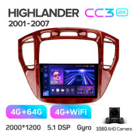 Штатна магнітола Teyes CC3 4+64 Gb Toyota Highlander 1 XU20 2001-2007 9" 2k (L1)