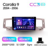 Штатная магнитола Teyes CC3 6+128 Gb Toyota Corolla 9 E120 2004-2006 9" 2k