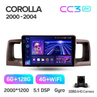 Штатная магнитола Teyes CC3 6+128 Gb Toyota Corolla E130 E120 2000-2004 9" 2k