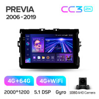 Штатная магнитола Teyes CC3 4+64 Gb Toyota Previa XR50 2006 - 2019 9" 2k