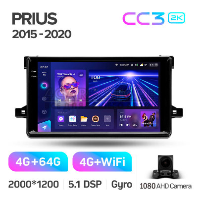 Штатная магнитола Teyes CC3 4+64 Gb Toyota Prius XW50 2015-2020 9" 2k