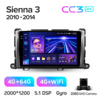 Штатная магнитола Teyes CC3 4+64 Gb Toyota Sienna 3 XL30 2010 - 2014 9" 2k