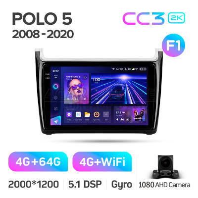 Штатная магнитола Teyes CC3 4+64 Gb Volkswagen POLO 5 (F1) 2008-2020 9" 2k