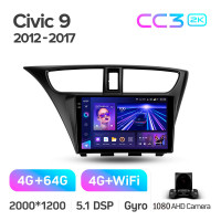 Штатная магнитола Teyes CC3 4+64 Gb Honda Civic 9 FK FB 2012-2017 9" 2k
