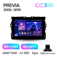 Штатная магнитола Teyes CC3 6+128 Gb Toyota Previa XR50 2006 - 2019 9" 2k
