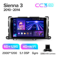 Штатная магнитола Teyes CC3 6+128 Gb Toyota Sienna 3 XL30 2010 - 2014 9" 2k