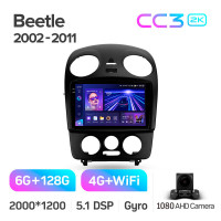Штатна магнітола Teyes CC3 6+128 Gb Volkswagen Beetle A4 2002 - 2011 9" 2k