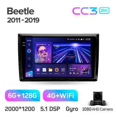 Штатная магнитола Teyes CC3 6+128 Gb Volkswagen Beetle A5 2011-2019 9" 2k