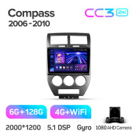 Штатная магнитола Teyes CC3 6+128 Gb Jeep Compass 1 MK 2006-2010 10" 2k (L1)