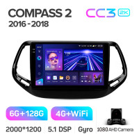 Штатная магнитола Teyes CC3 6+128 Gb Jeep Compass 2 MP 2016-2018 10" 2k