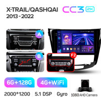 Штатна магнітола Teyes CC3 6+128 Gb Nissan X-Trail X Trail 3 T32 2013-2022- (F2) Automatic air conditioning (AB) 10" 2k