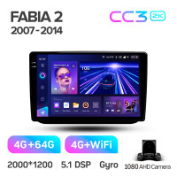 Штатная магнитола Teyes CC3 4+64 Gb Skoda Fabia 2 2007-2014 10" 2k