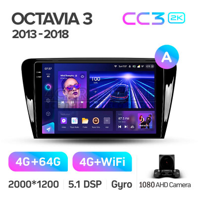 Штатная магнитола Teyes CC3 4+64 Gb Skoda Octavia 3 A7 2013-2018 (A) 10" 2k