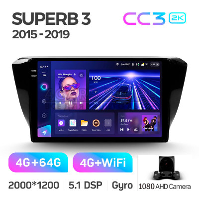 Штатная магнитола Teyes CC3 4+64 Gb Skoda Superb 3 2015-2019 10" 2k