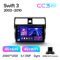 Штатная магнитола Teyes CC3 4+64 Gb Suzuki Swift 3 2003-2010 10" 2k