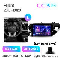 Штатна магнітола Teyes CC3 4+64 Gb Toyota Hilux Pick Up AN120 2015-2020 10" 2k