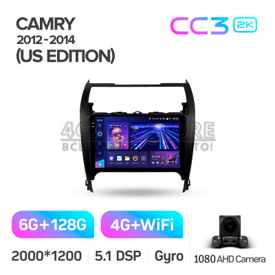 Штатная магнитола Teyes CC3 6+128 Gb Toyota Camry 7 XV 50 55 Middle East 2012-2014 10" 2k
