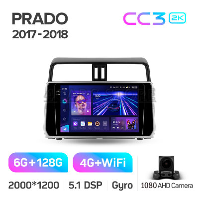 Штатная магнитола Teyes CC3 6+128 Gb Toyota Land Cruiser Prado 150 2018-2020 10" 2k