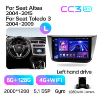Штатная магнитола Teyes CC3 6+128 Gb Seat Altea 5P (Left hand drive) 2004-2015 9" 2k