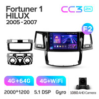 Штатна магнітола Teyes CC3 4+64 Gb Toyota Fortuner 1 AN50 AN60 HILUX Revo Vigo (F2) 2005-2007 9" 2k