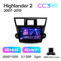 Штатная магнитола Teyes CC3 4+64 Gb Toyota Highlander 2 XU40 2007-2013 (F2) 10" 2k (L1)
