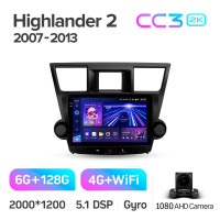 Штатная магнитола Teyes CC3 6+128 Gb Toyota Highlander 2 XU40 2007-2013 (F2) 10" 2k (L1)