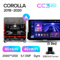 Штатна магнітола Teyes CC3 4+64 Gb Toyota Corolla 12 (1 Din) 2018-2020 (A) 10" 1din 2k