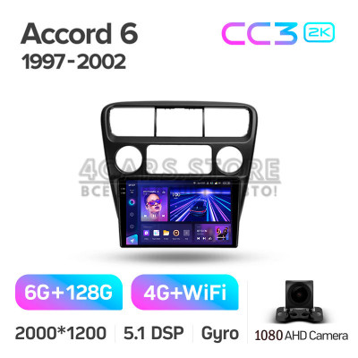 Штатная магнитола Teyes CC3 6+128 Gb Honda Accord 6 1997-2002 9" 2k