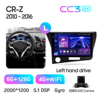 Штатная магнитола Teyes CC3 6+128 Gb Honda CR-Z 1 CRZ (Left hand drive) 2010-2016 9" 2k