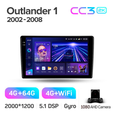 Штатная магнитола Teyes CC3 4+64 Gb Mitsubishi Outlander 1 2002-2008 (F2) 9" 2k