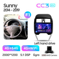 Штатная магнитола Teyes CC3 4+64 Gb Nissan Sunny (Left hand drive) 2014-2019 (F1) 10" 2k