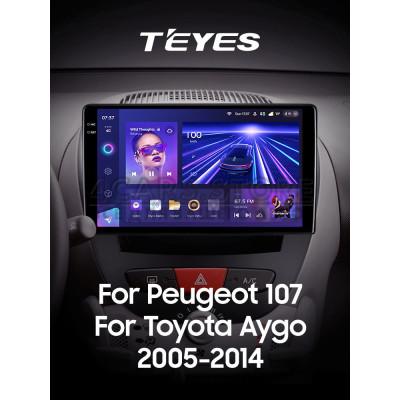 Штатная магнитола Teyes CC3 4+64 Gb Peugeot 107 Toyota Aygo 2005-2014 10" 2k