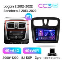 Штатная магнитола Teyes CC3 4+64 Gb Renault Logan 2 2012-2022 Sandero 2 2013-2022 (F1) (B) 9" 2k (L1)