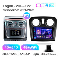 Штатная магнитола Teyes CC3 4+64 Gb Renault Logan 2 2012-2022 Sandero 2 2013-2022 (F2) (B) 9" 2k (L1)