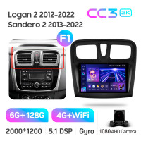 Штатная магнитола Teyes CC3 6+128 Gb Renault Logan 2 2012-2022 Sandero 2 2013-2022 (F1) (B) 9" 2k (L1)
