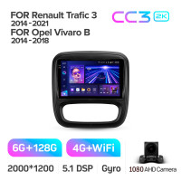 Штатная магнитола Teyes CC3 6+128 Gb Renault Trafic 3 2014-2021 / Opel Vivaro B 2014-2018 9" 2k (L1)