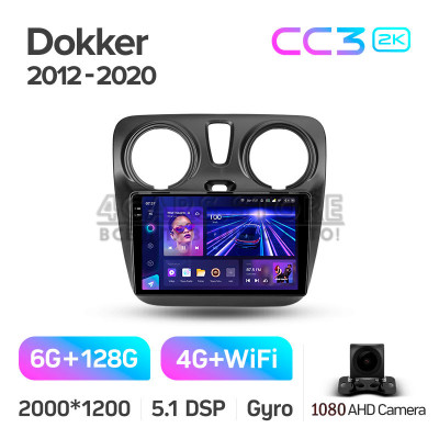 Штатна магнітола Teyes CC3 6+128 Gb Renault Dokker 2012-2020 9" 2k