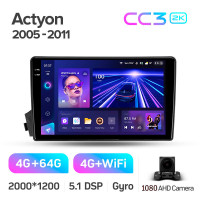 Штатная магнитола Teyes CC3 4+64 Gb SsangYong Actyon C100 2005-2011 9" 2k