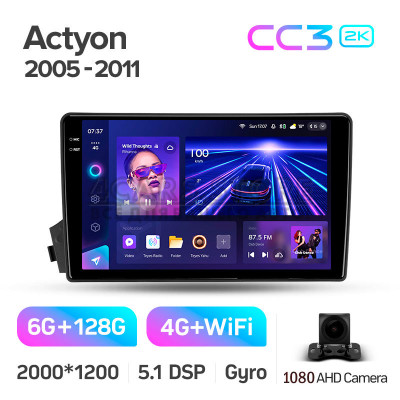 Штатна магнітола Teyes CC3 6+128 Gb SsangYong Actyon C100 2005-2011 9" 2k