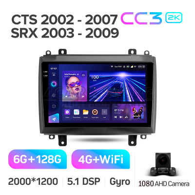 Штатна магнітола Teyes CC3 6+128 Gb Cadillac CTS 2002-2007 SRX 2003-2009 10" 2k (L1)