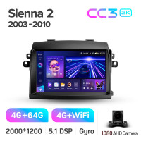 Штатная магнитола Teyes CC3 4+64 Gb Toyota Sienna 2 II XL20 2003-2010 9" 2k