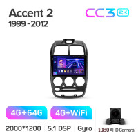 Штатна магнітола Teyes CC3 4+64 Gb Hyundai Accent II 2 LC2 (F1) 1999-2012 9" 2k