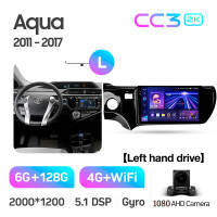 Штатная магнитола Teyes CC3 6+128 Gb Toyota Aqua (Left hand drive) 2011-2017 9" 2k
