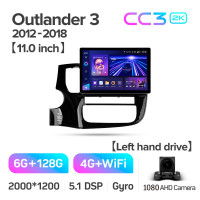 Штатна магнітола Teyes CC3 6+128 Gb Mitsubishi Outlander 3 GF0W GG0W 2012-2018 (B) 11" 2k