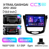 Штатна магнітола Teyes CC3 6+128 Gb Nissan X-Trail X Trail 3 T32 2013-2022- (F2) Automatic air conditioning (AB) 13" 2k
