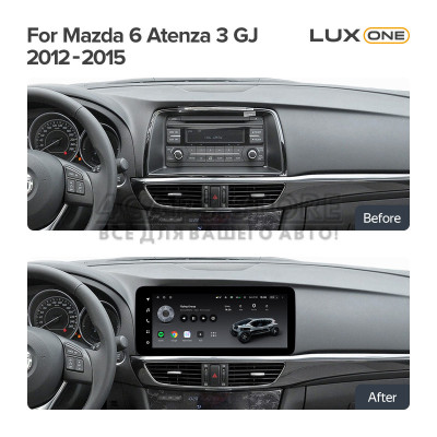Штатная магнитола Teyes LUX ONE 6+128 Gb Mazda 6 Atenza 3 GJ (YJ) 2012-2015 (A) 12.3"