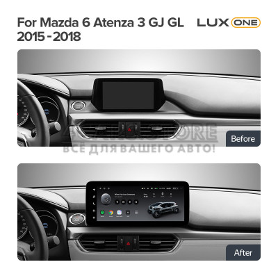 Штатная магнитола Teyes LUX ONE 6+128 Gb Mazda 6 Atenza 3 GJ GL 2015-2018 (A) 12.3" (L1)