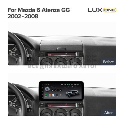 Штатная магнитола Teyes LUX ONE 6+128 Gb Mazda 6 Atenza GG (YJ) 2002-2008 12.3" (L1)